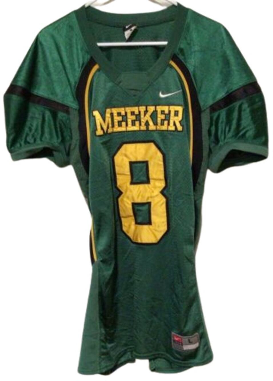 Nike "Meeker" Football Jersey Green Yellow Mesh #8 Shirt Mens Size Large